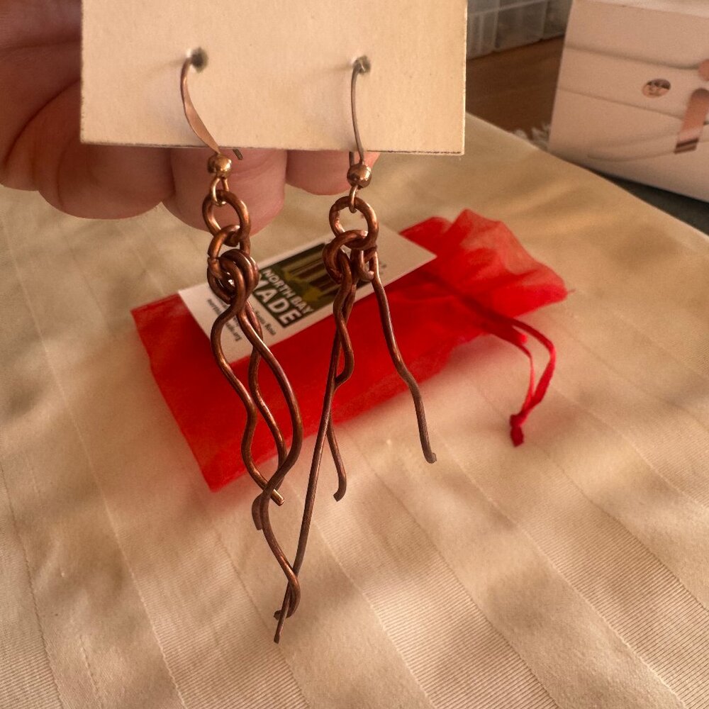 HANDMADE IN USA Brass dangle earrings BNWT $40